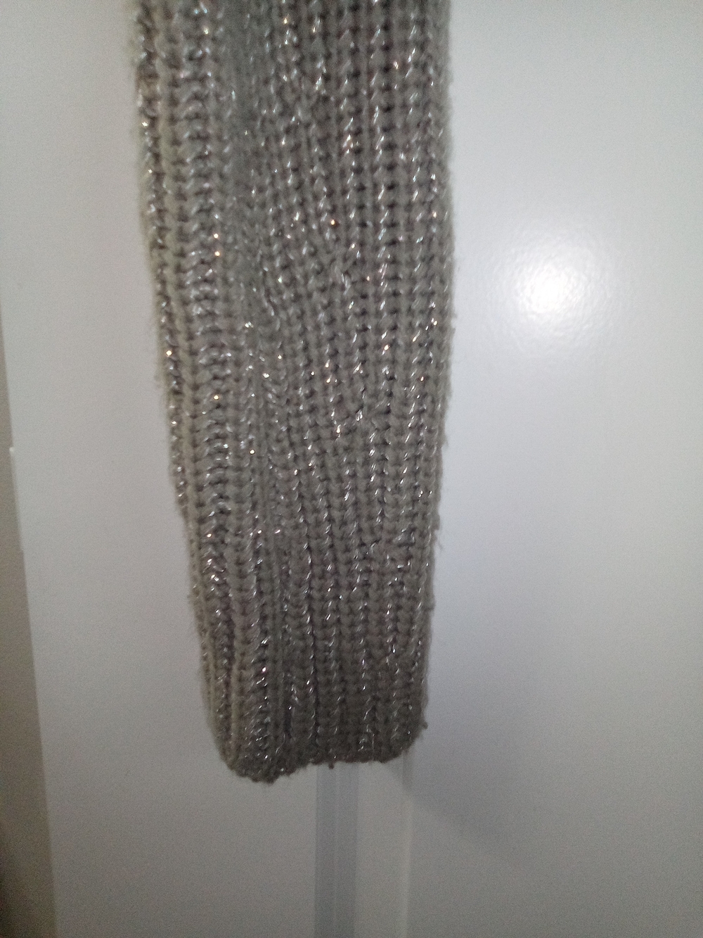 Women's Cottagecore Knit Taupe Cropped With Metallic Accents Shrug Size Medium - Picture 3 of 4